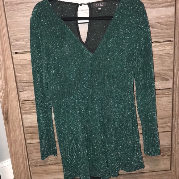 Jade Sparkly Long sleeve Romper - Picture 1 of 3